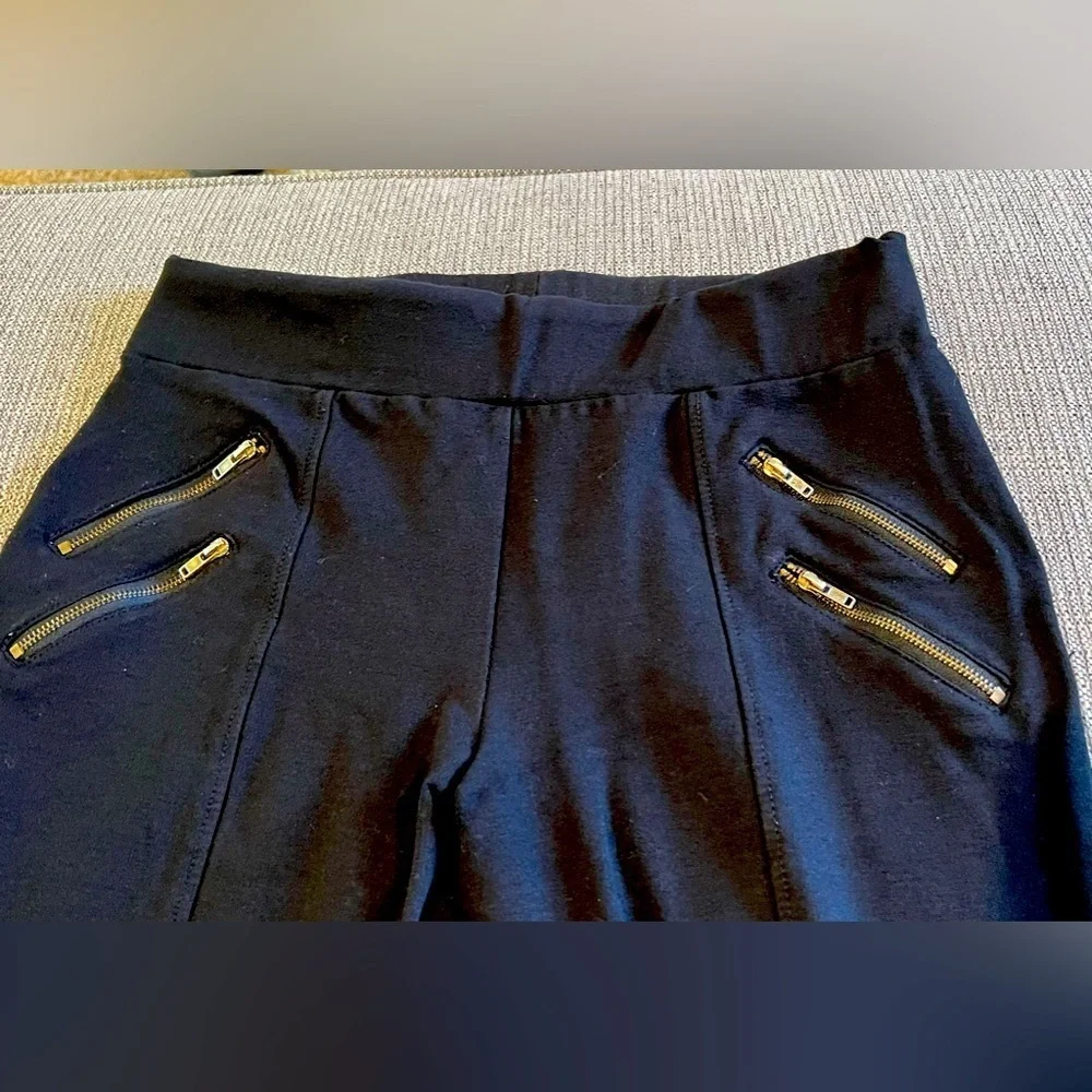 B16.03 Ci Sono High Waist Ponte Leggings w/double zippers Black - Picture 2 of 8